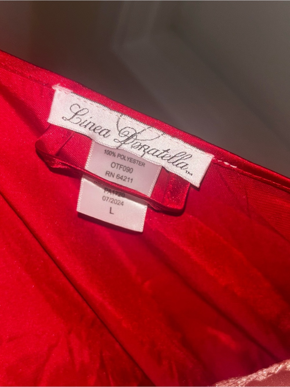 Linea Donatella Red Satin Chemise with Matching Robe - Picture 7 of 12